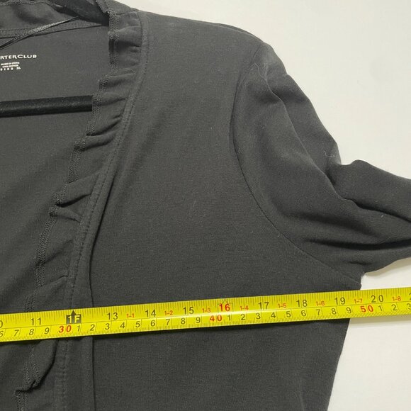 Charter Club Shrug Womens XL Black Open Front Ruffle Edge Elegant 100% Cotton - Picture 6 of 7